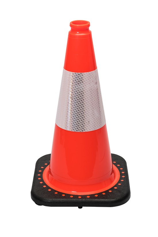 High-Visibility 18" Orange Traffic Cone with Reflective Collar 